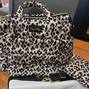 Sold - Itzy Ritzy Black and Tan Leopard Baby Bag